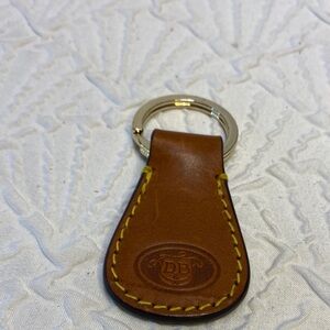 Dooney & Bourke Brown Leather Key Holder with Brass Key Ring keychain‎ gift